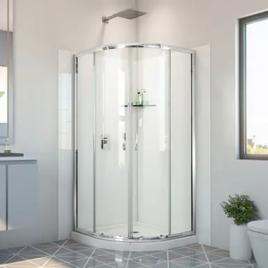 Special Offer Dreamline E2703838XXQ0001 Prime 38 inch x 38 inch x 78 3/4 inch H Semi-Frameless Sliding Shower Enclosure in Chrome and Clear Glass, Shower Base, and Wall Kit in White
