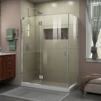 Reduced Price DreamLine E32434L-01 Unidoor-X 48-3/8 in. W x 34 in. D x 72 in. H Hinged Shower Enclosure in Chrome Finish; Left-wall Bracket