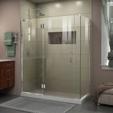 DreamLine E3290634L-01 Unidoor-X 59 in. W x 34.375 in. D x 72 in. H Hinged Shower Enclosure in Chrome Finish; Left-wall Bracket Direct From Factory