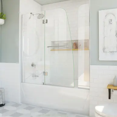DreamLine SHDR-3148586-EX-01 Aqua 56 to 60 in. W x 58 in. H Hinged Tub Door, Chrome Hardware Cheap