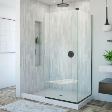 DreamLine SHDR-3230343-09 Linea Two Adjacent Frameless Shower Screens 34 in. and 30 in. W x 72 in. H, Open Entry Design in Satin Black Original