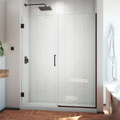 Final Sale DreamLine SHDR-245557210-06 Unidoor Plus 55 1/2 - 56 in. W x 72 in. H Frameless Hinged Shower Door in Oil Rubbed Bronze