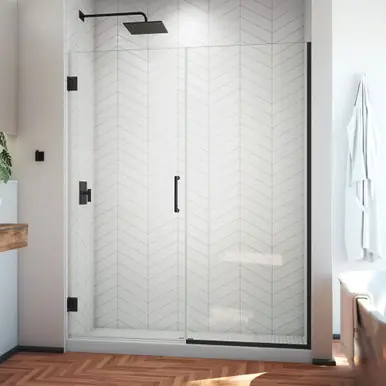 Discount DreamLine SHDR-245857210-09 Unidoor Plus 58 1/2 - 59 in. W x 72 in. H Frameless Hinged Shower Door in Satin Black