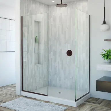 DreamLine SHDR-3234302-06 Linea Two Individual Frameless Shower Screens 30 in. and 34 in. W x 72 in. H, Open Entry Design in Oil Rubbed Bronze Trending