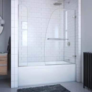 Viral DreamLine SHDR-3534586-EX-04 Aqua Uno 56-60 in. W x 58 in. H Frameless Hinged Tub Door with Extender Panel in Brushed Nickel
