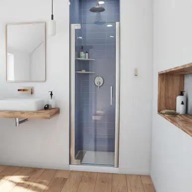 Genuine DreamLine SHDR-4327000-04 Elegance-LS 27 - 29 in. W x 72 in. H Frameless Pivot Shower Door in Brushed Nickel