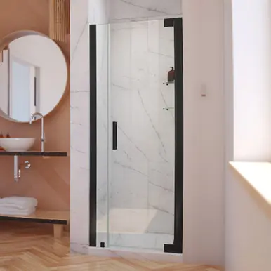 Professional Grade DreamLine SHDR-4327060-09 Elegance-LS 31 - 33 in. W x 72 in. H Frameless Pivot Shower Door in Satin Black