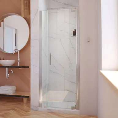 Luxury DreamLine SHDR-4330060-04 Elegance-LS 34 1/2 - 36 1/2 in. W x 72 in. H Frameless Pivot Shower Door in Brushed Nickel