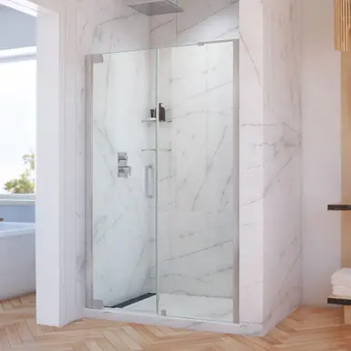 DreamLine SHDR-4332240-04 Elegance-LS 54 1/4 - 56 1/4 in. W x 72 in. H Frameless Pivot Shower Door in Brushed Nickel Budget