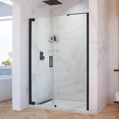 DreamLine SHDR-4332300-09 Elegance-LS 60 1/4 - 62 1/4 in. W x 72 in. H Frameless Pivot Shower Door in Satin Black Express Delivery