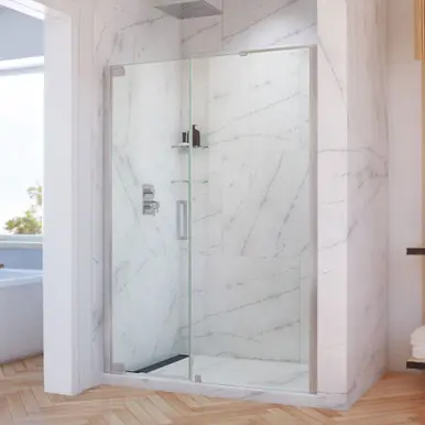 Weekend Sale DreamLine SHDR-4334300-04 Elegance-LS 62 - 64 in. W x 72 in. H Frameless Pivot Shower Door in Brushed Nickel
