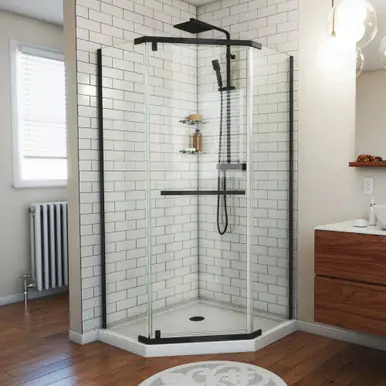 Dreamline SHEN-2134340-09 Prism 34 1/8 inch x 72 inch Frameless Neo-Angle Pivot Shower Enclosure in Matte Black Special Offer