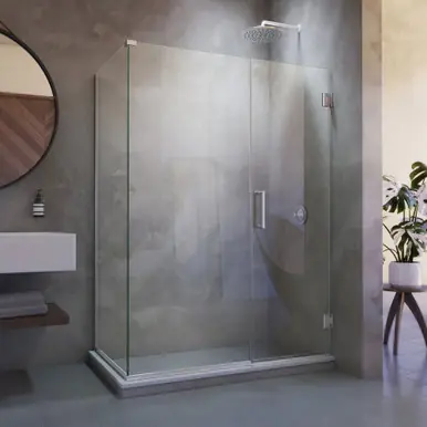Authentic DreamLine SHEN-24390340-04 Unidoor Plus 39 in. W x 34 3/8 in. D x 72 in. H Frameless Hinged Shower Enclosure in Brushed Nickel
