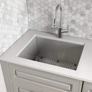 Authentic Ruvati 23" x 18" x 12" Deep Laundry Utility Sink Rounded Corners Undermount 16 Gauge Stainless Steel - RVU6125