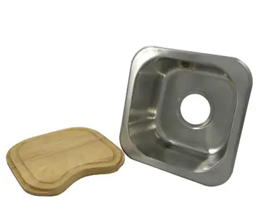 Original Opella 13209.046 12" X 12" Square Undermount or Drop In Bar Sink - Brushed Stainless Steel