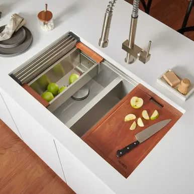 Ruvati 36-inch Workstation 60/40 Double Bowl Undermount 16 Gauge Stainless Steel Kitchen Sink - RVH8359 Bargain