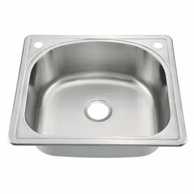 Oakland 25" x 22" D-shape Drop-In Top Mount Stainless Steel Single Bowl Kitchen Sink - KST25229B-2 Free Delivery