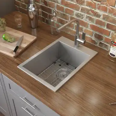 In Demand Ruvati 15 x 20 inch Drop-in Topmount Bar Prep Sink 16 Gauge Stainless Steel Single Bowl - RVH8110