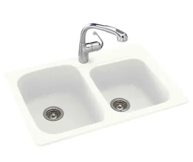 Seasonal Sale Swanstone KS03322DB.010 22 x 33 Undermount or Self-Rimming Double Bowl Sink in White