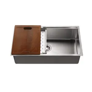 HamatUSA REN-16-3218S Dual Level Undermount 16GA Stainless Steel Single Bowl Sink with Sliding Platform - 31 9/16 x 17 13/16 inches Editor’s Pick