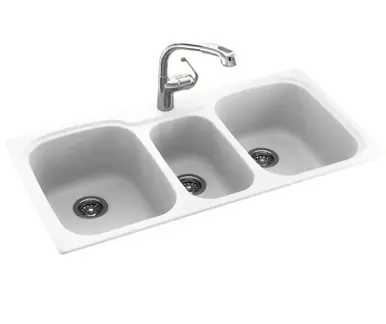 Limited Time Swanstone KS04422TB.011 22 x 44 Undermount or Self-Rimming Triple Bowl Sink in Tahiti White