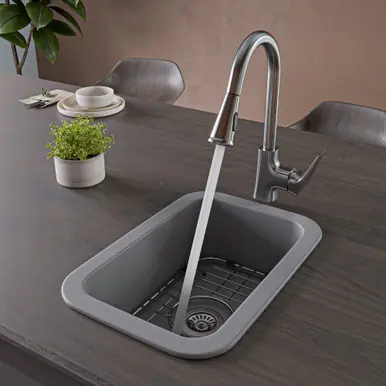 Must Have ALFI Grey Matte Small 13"x19" Rectangle Fireclay Undermount or Drop In Bar / Prep Sink w Grid included - ABF1319UD-GM