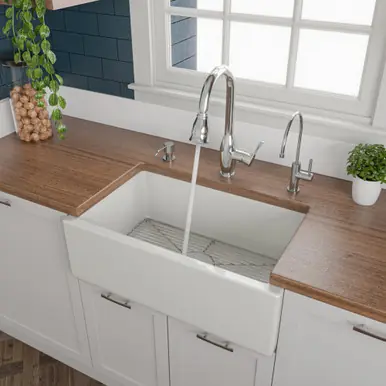 Alfi AB3018HS-W 30" x 18" White Reversible Smooth / Fluted Single Bowl Fireclay Farmhouse Sink Order Now