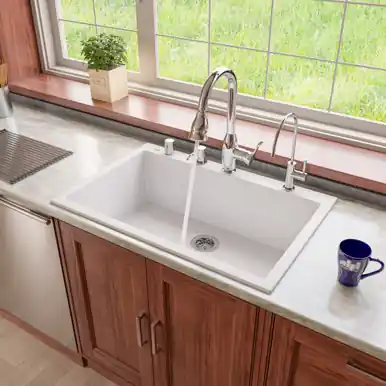 Alfi AB3322DI-W White 33" x 22" Single Bowl Drop In Granite Composite Kitchen Sink Same Day Shipping