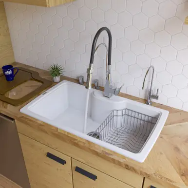 Alfi AB3520DI-W White 35" x 20" Drop-In Single Bowl Granite Composite Kitchen Sink Reduced Price