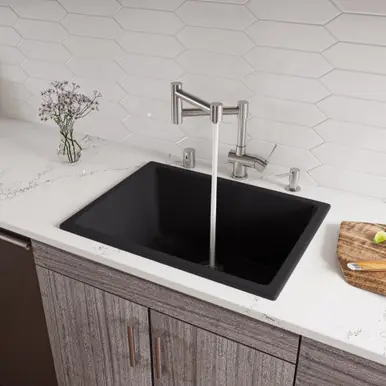 Alfi Black Matte 24" x 18" Fireclay Undermount or Drop In Fireclay Kitchen Sink Free Shipping