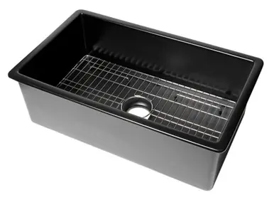 Alfi Black Matte 32" x 19" Single Bowl Fireclay Undermount / Drop In Fireclay Kitchen Sink w Grid - ABF3219SUD-BM Sale
