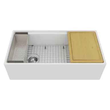 Cheviot Ducasse Fireclay Kitchen Workstation, 36"x 19", Gloss White - 1904-WH Genuine