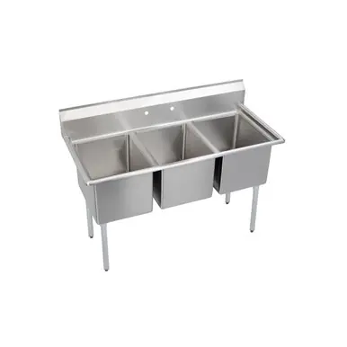 ELKAY 14-3C18X24-0X Dependabilt Stainless Steel 63" x 29-13/16" x 44-3/4" 16 Gauge Three Compartment Sink with Stainless Steel Legs No Minimum Order