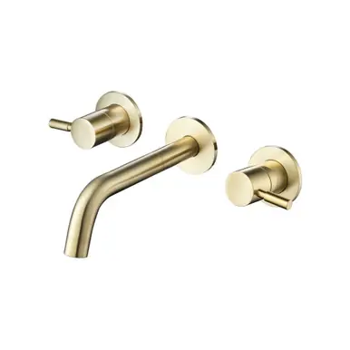 Affordable Flusso 100.2450SB Two Handle Wall Mounted Tub Filler - Satin Brass
