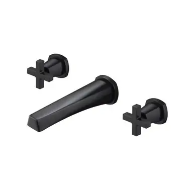 Final Sale Flusso 240.2450TMB Trim For Two Handle Wall Mounted Tub Filler - Matte Black