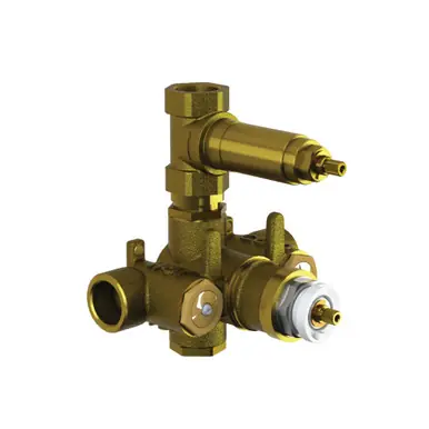 Flusso TVH.4101 3/4" Thermostatic Valve - 1 Output - Rough Brass Handmade