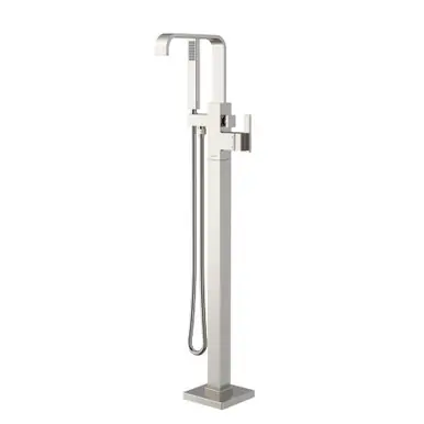 Holiday Sale Gerber D300544BNT Square Floor Mount Tub Filler Faucet Trim Kit with Rectangular Handshower 1.75gpm - Brushed Nickel