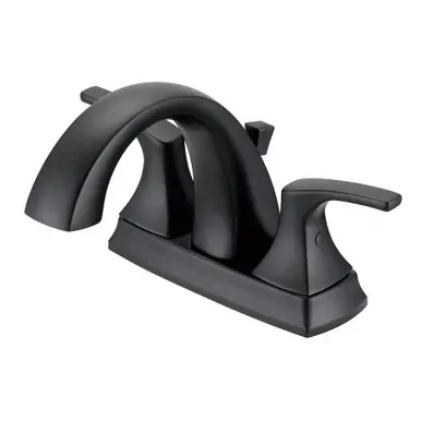 Fast Shipping Gerber D307018BS Vaughn Two Handle Centerset Lavatory Faucet w/ Metal Pop-Up Drain 1.2gpm - Satin Black