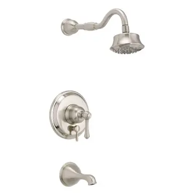 Big Sale Gerber D500057BNTC Opulence Single Handle Tub & Shower Faucet Trim Kit & Treysta Cartridge w/ Diverter on Valve & 5 Function Showerhead 1.75gpm - Brushed Nickel