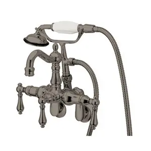 Kingston Brass 3-3/8" - 9" Adjustable Center Wall Mount Clawfoot Tub Filler Faucet with Hand Shower - Satin Nickel - CC1301T8 Budget