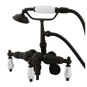 Kingston Brass Adjustable 3-3/8" - 10" Center Wall Mount Clawfoot Tub Filler Faucet with Hand Shower - Oil Rubbed Bronze CC423T5 Editor’s Pick