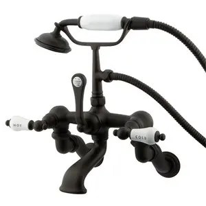 Kingston Brass Adjustable 3-3/8" - 10" Center Wall Mount Clawfoot Tub Filler Faucet with Hand Shower - Oil Rubbed Bronze CC461T5 Wholesale