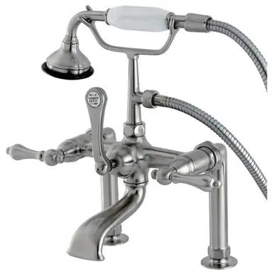 Kingston Brass AE103T8 Auqa Vintage Deck Mount Clawfoot Tub Faucet with Hand Shower, Brushed Nickel Top Pick