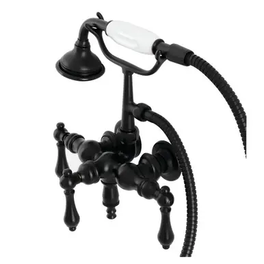 Kingston Brass AE19T0 Aqua Vintage 3-3/8 Inch Wall Mount Tub Faucet with Hand Shower, Matte Black Best Choice