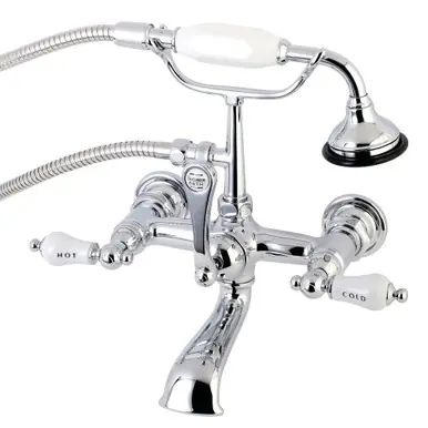 Affordable Kingston Brass AE556T1 Aqua Vintage 7-Inch Wall Mount Tub Faucet with Hand Shower, Polished Chrome