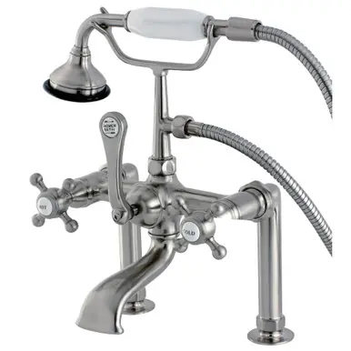 Kingston Brass Aqua Vintage AE103T8BX English Country Deck Mount Clawfoot Tub Faucet with Hand Shower, Brushed Nickel Best Choice