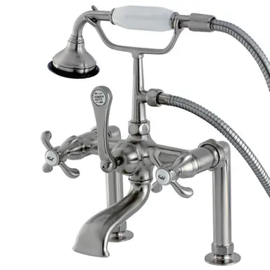 Kingston Brass Aqua Vintage AE103T8TX French Country Deck Mount Clawfoot Tub Faucet with Hand Shower, Brushed Nickel Limited Edition
