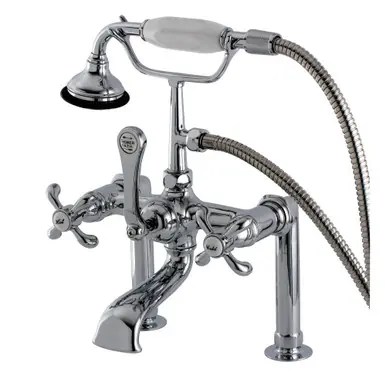 Clearance Kingston Brass Aqua Vintage AE104T1TX French Country Deck Mount Clawfoot Tub Faucet with Hand Shower, Polished Chrome