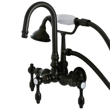 Kingston Brass Aqua Vintage AE7T5TAL Tudor Wall Mount Clawfoot Tub Faucet with Hand Shower, Oil Rubbed Bronze Clearance