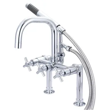 High Quality Kingston Brass Aqua Vintage AE8401DX Concord Deck Mount Clawfoot Tub Faucet with Hand Shower, Polished Chrome